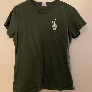 Skeleton Peace Sign Graphic Tee